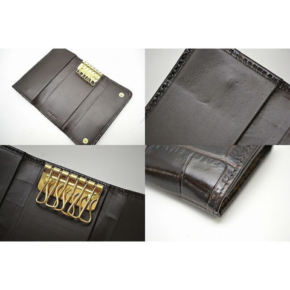 Miu Miu 6-Row Key Case Embossed Leather Brown - Picture 3 of 3